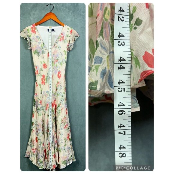 Polo Ralph Lauren Dress Womens Size 0 Multicolor Floral Flutter Sleeve - Picture 14 of 16